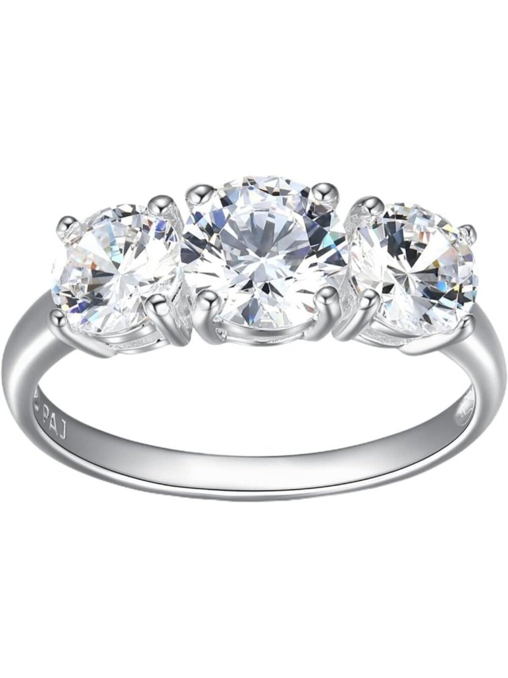 Sterling Silver Engagement Ring for Women - Three Stone Cubic Zirconia or Garnet